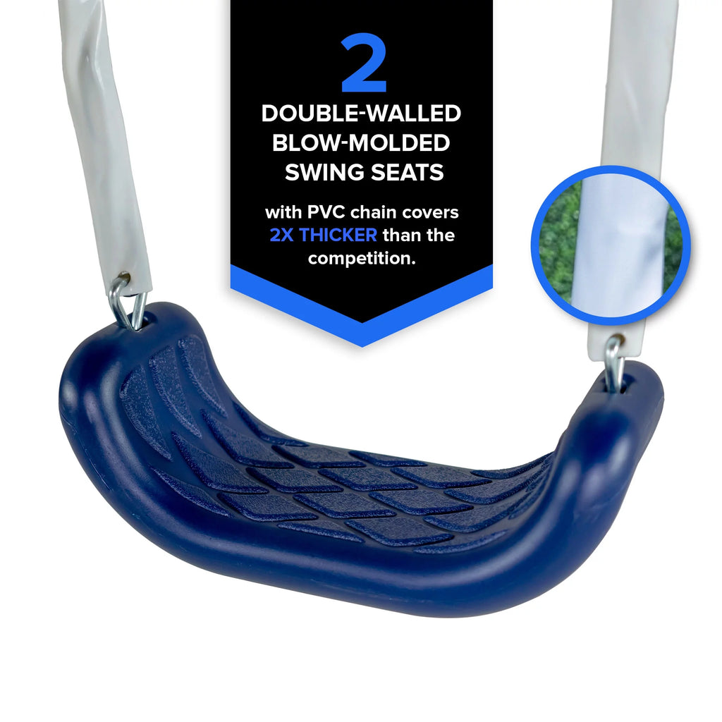 Metal Swing Set with Teeter-Totter and Double Wall Slide W121337
