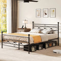 Queen Platform Metal Bed Frame with Headboard and Footboard U208039