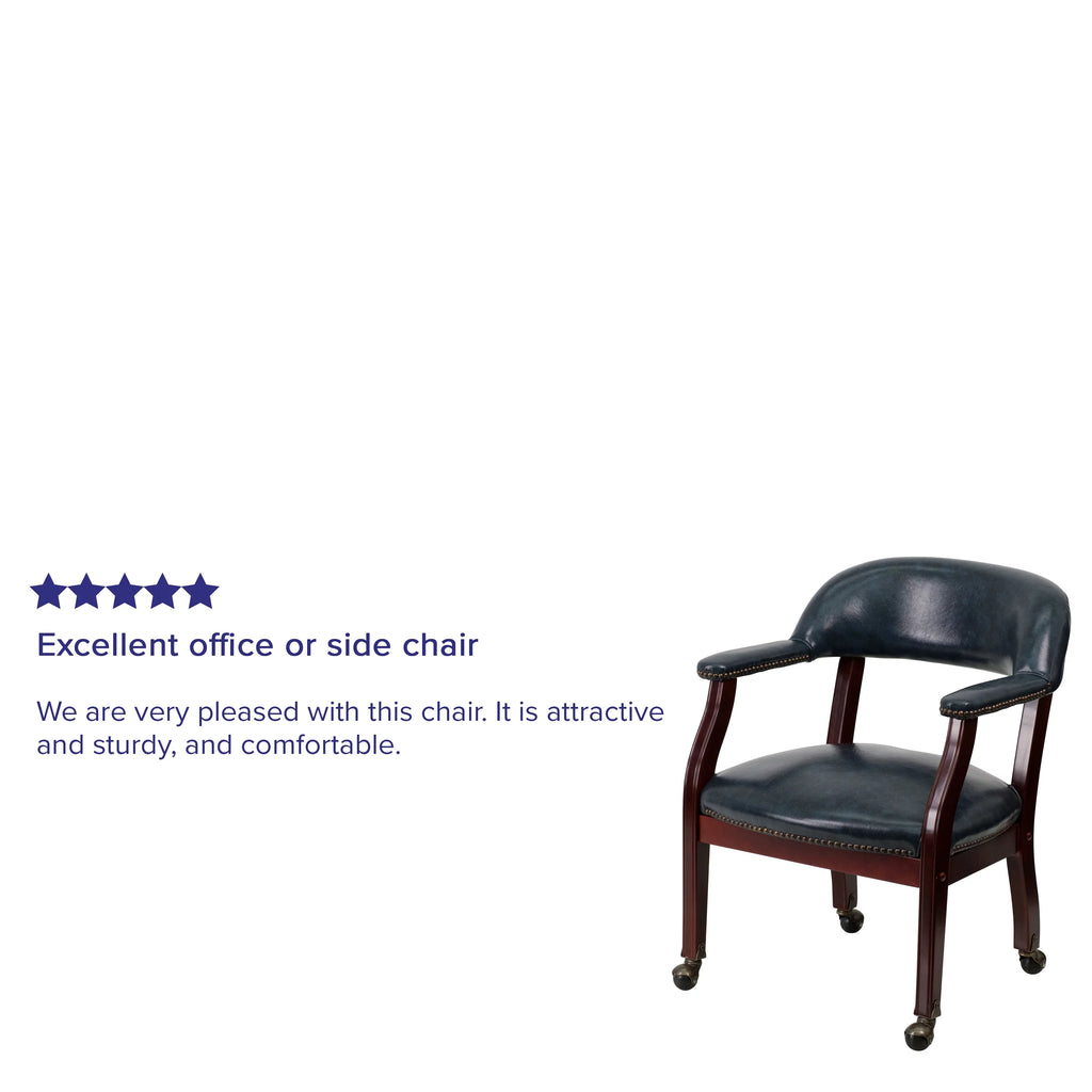 Navy Vinyl Conference Chair with Casters N139813