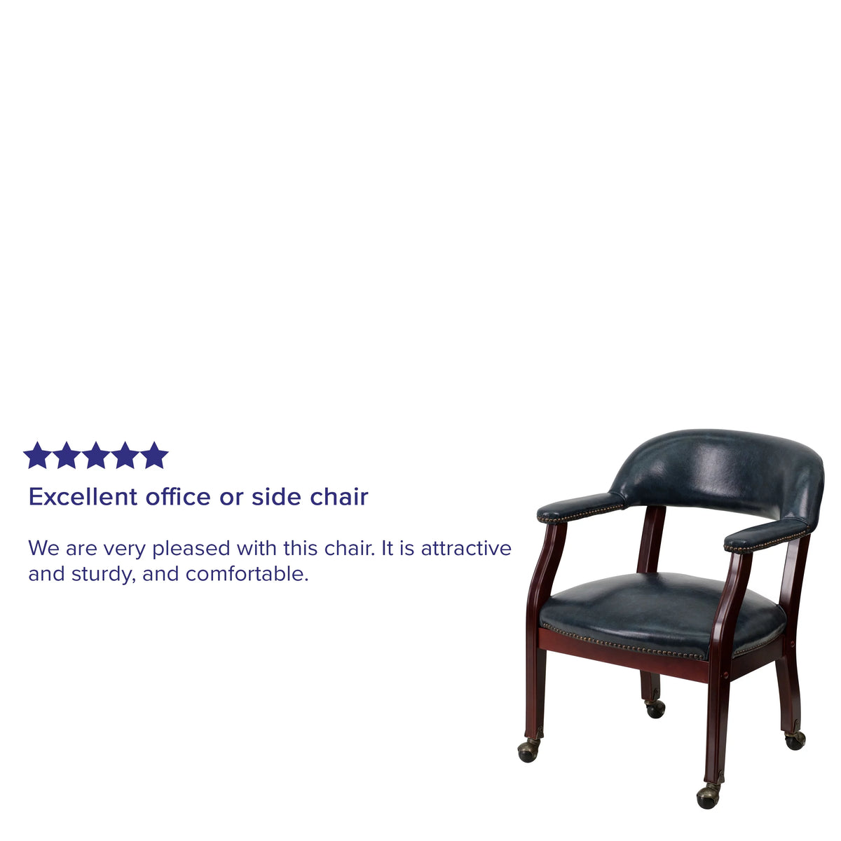 Navy Vinyl Conference Chair with Casters N139813
