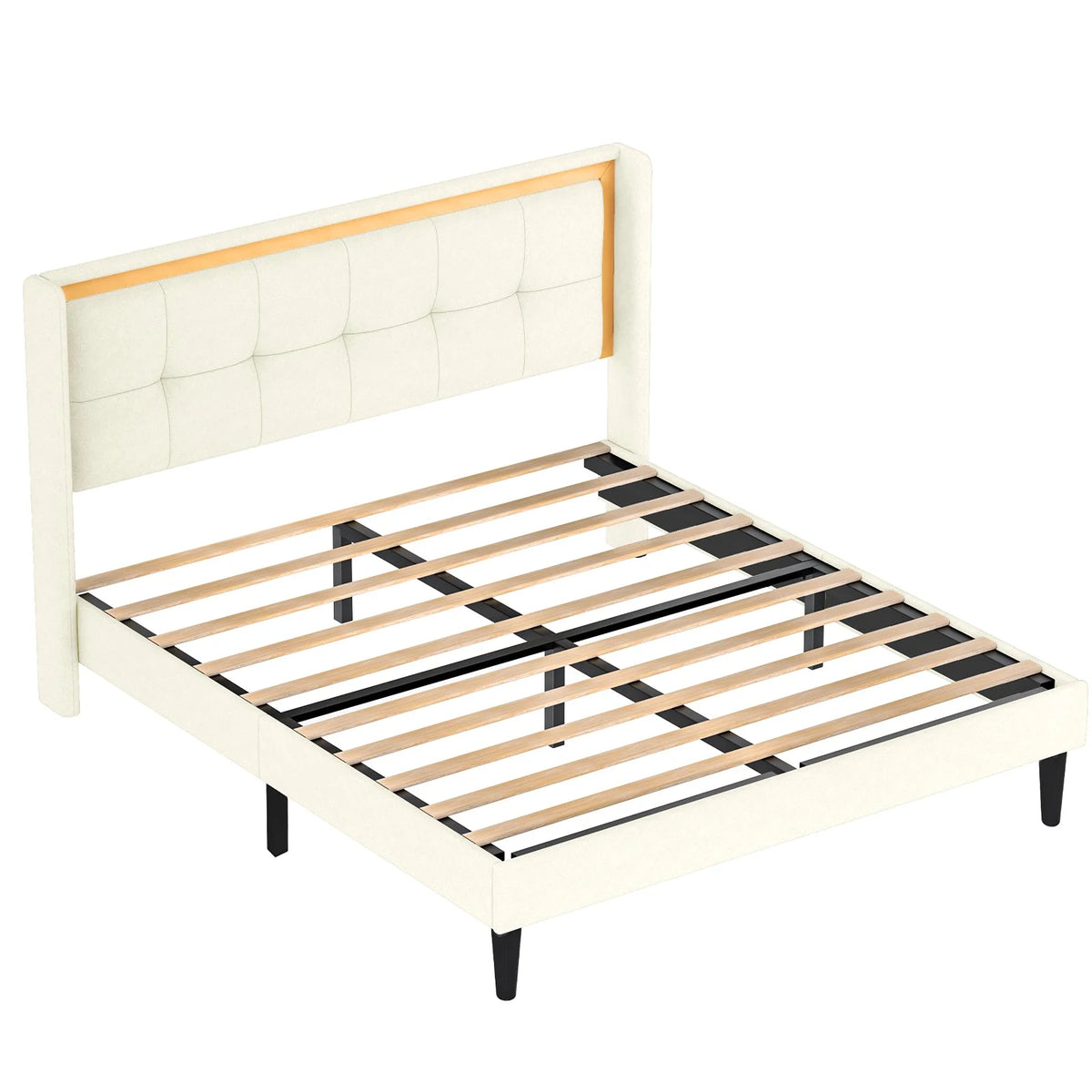 Queen Size Beige Platform Bed Frame F86028