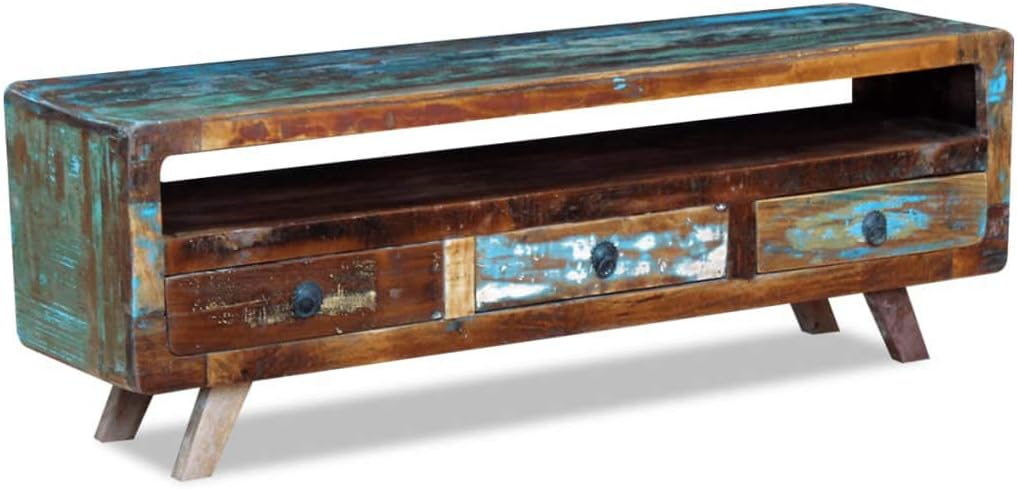 TV Cabinet with 3 Drawers Solid Reclaimed Wood D65729