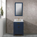 24 inch Single Sink Carrara White Marble Vanity in Monarch Blue F732