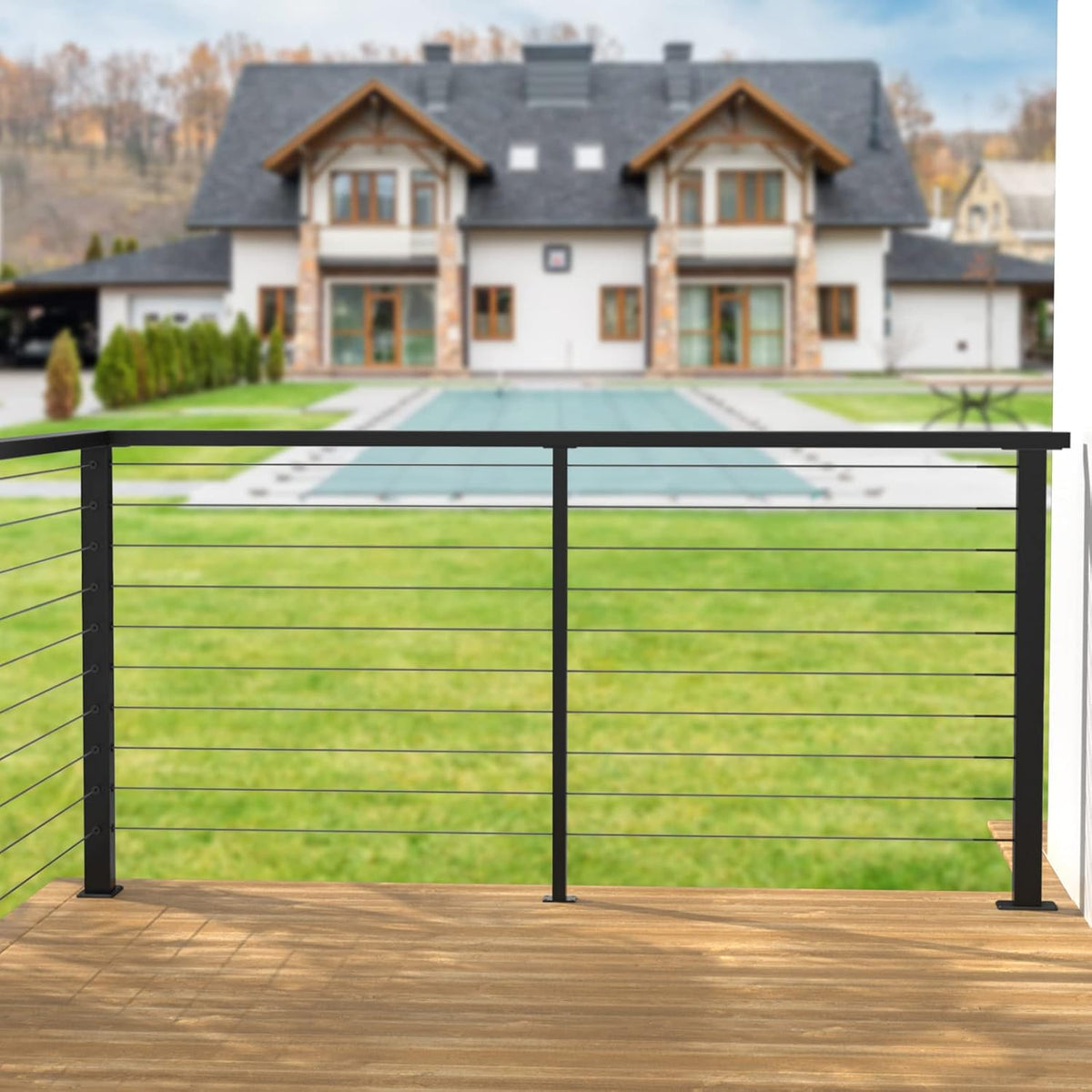 Black 30 Degree Stainless Steel Cable Railing Post O31635