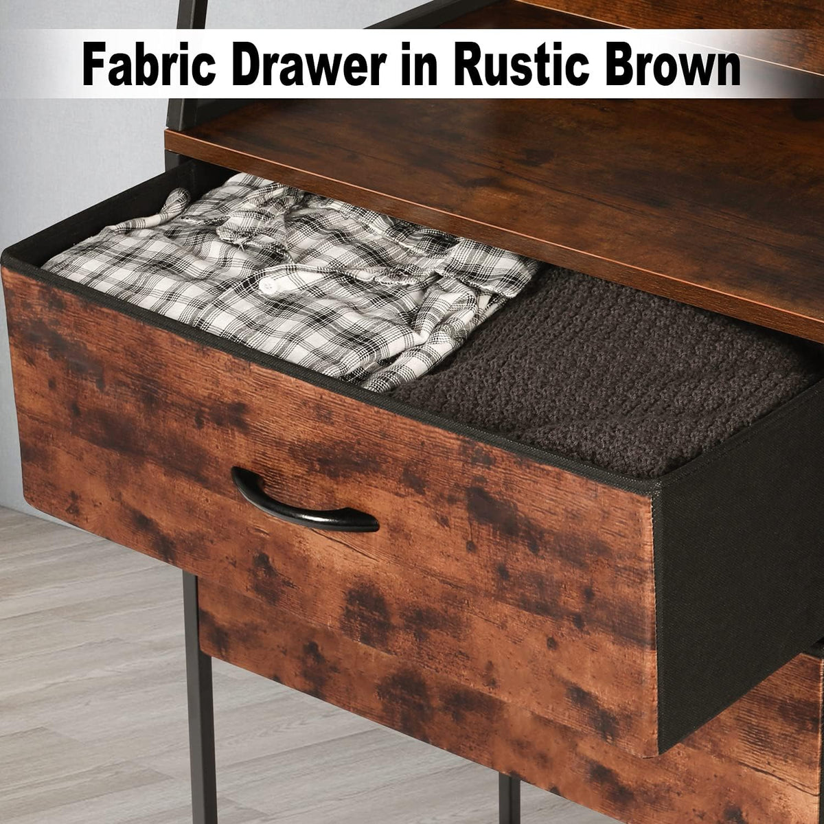 4-Tier Bookshelf with 2 Drawers Wood Metal Frame X109554