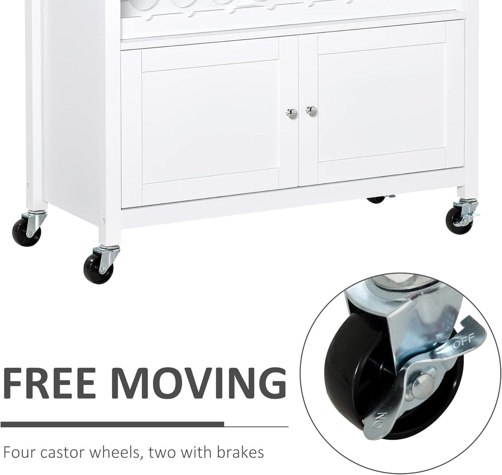 White Rolling Kitchen Island Cart with Drawer Z704141