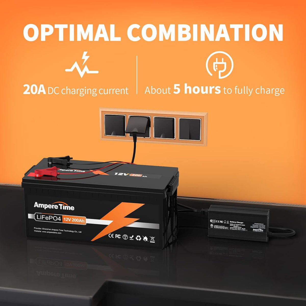 12V 100Ah LiFePO4 Battery with 14.6V 10A Lithium Battery Charger B620622