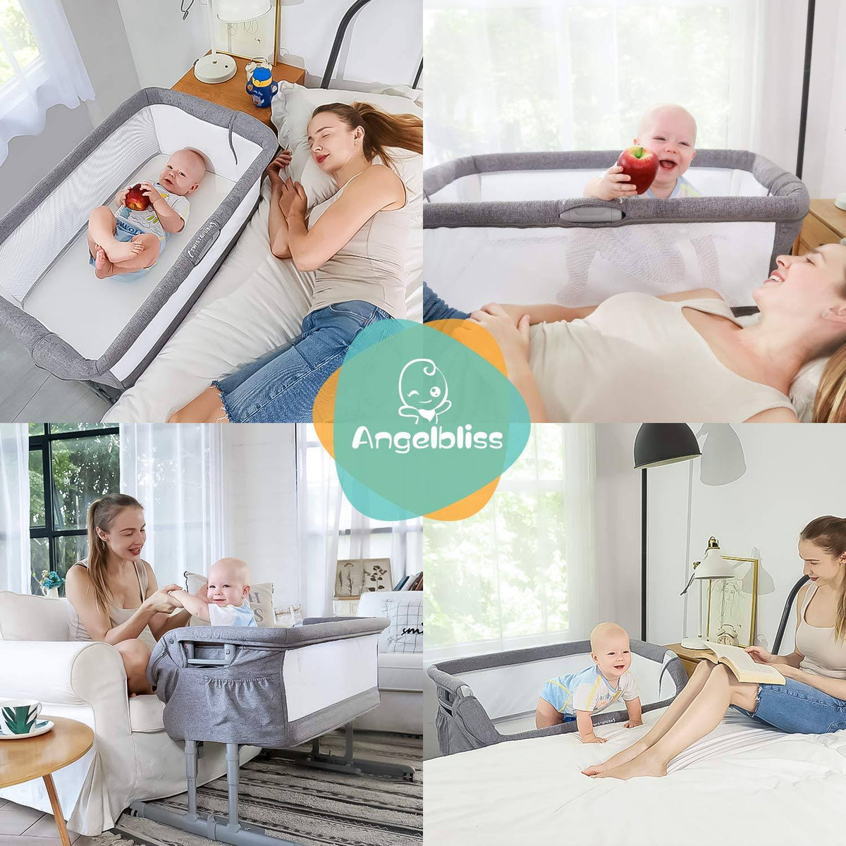 3-in-1 Baby Bassinet & Bedside Sleeper with Cradle Mode S480