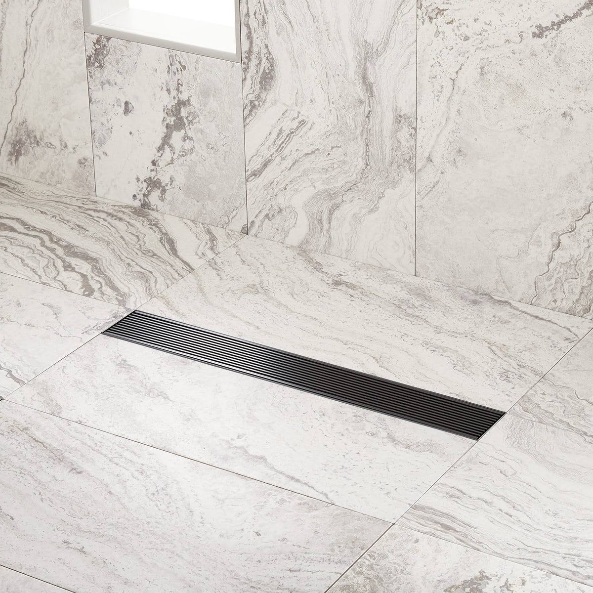 48x22 Linear Shower Drain with Flange Brushed Stainless Steel P4672