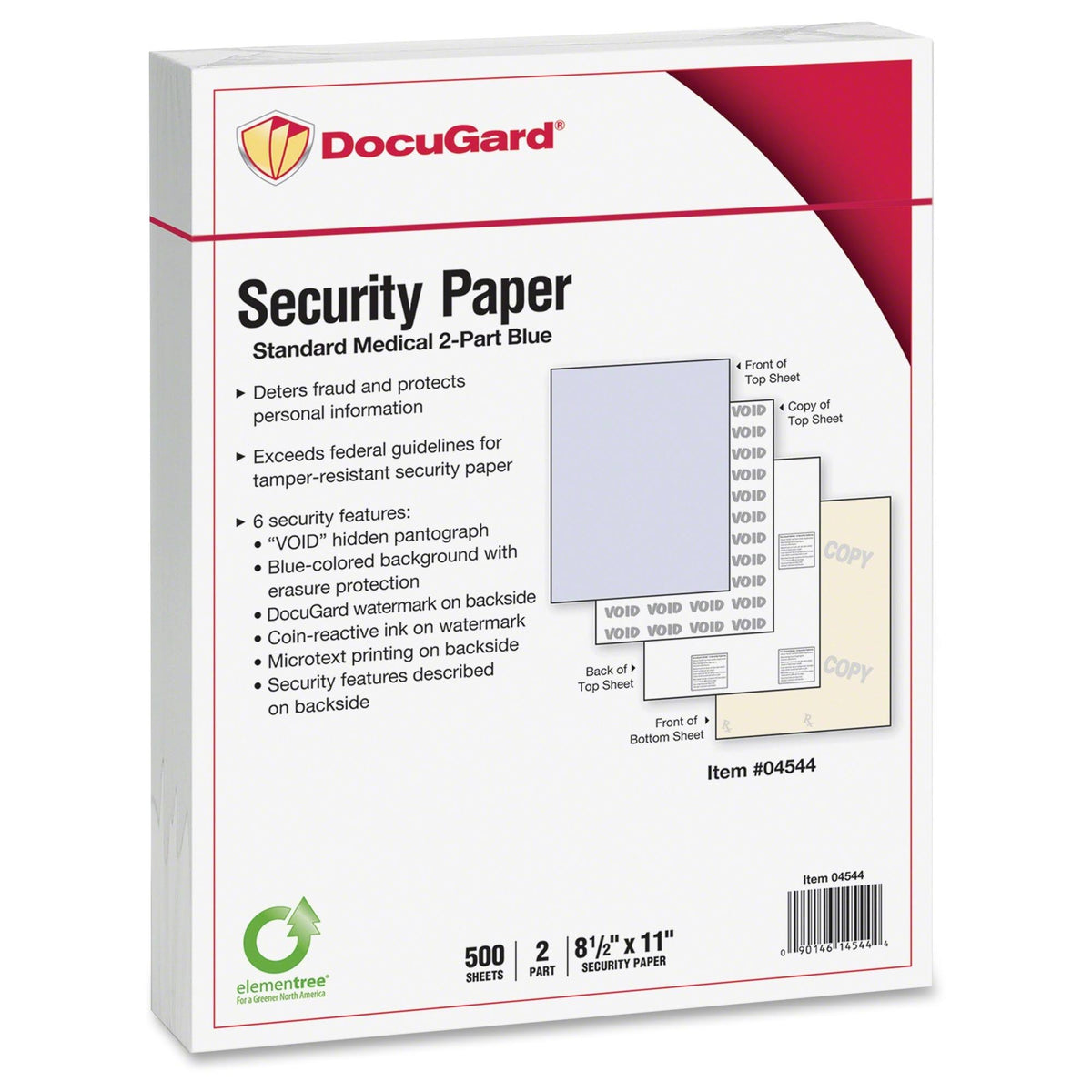 Security Paper, 32lbs, 8-1/2 x 11, Blue/Canary, 500/Ream I6985