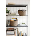 Modern Slim Bookcase Recycled Natural Steel Black B93146