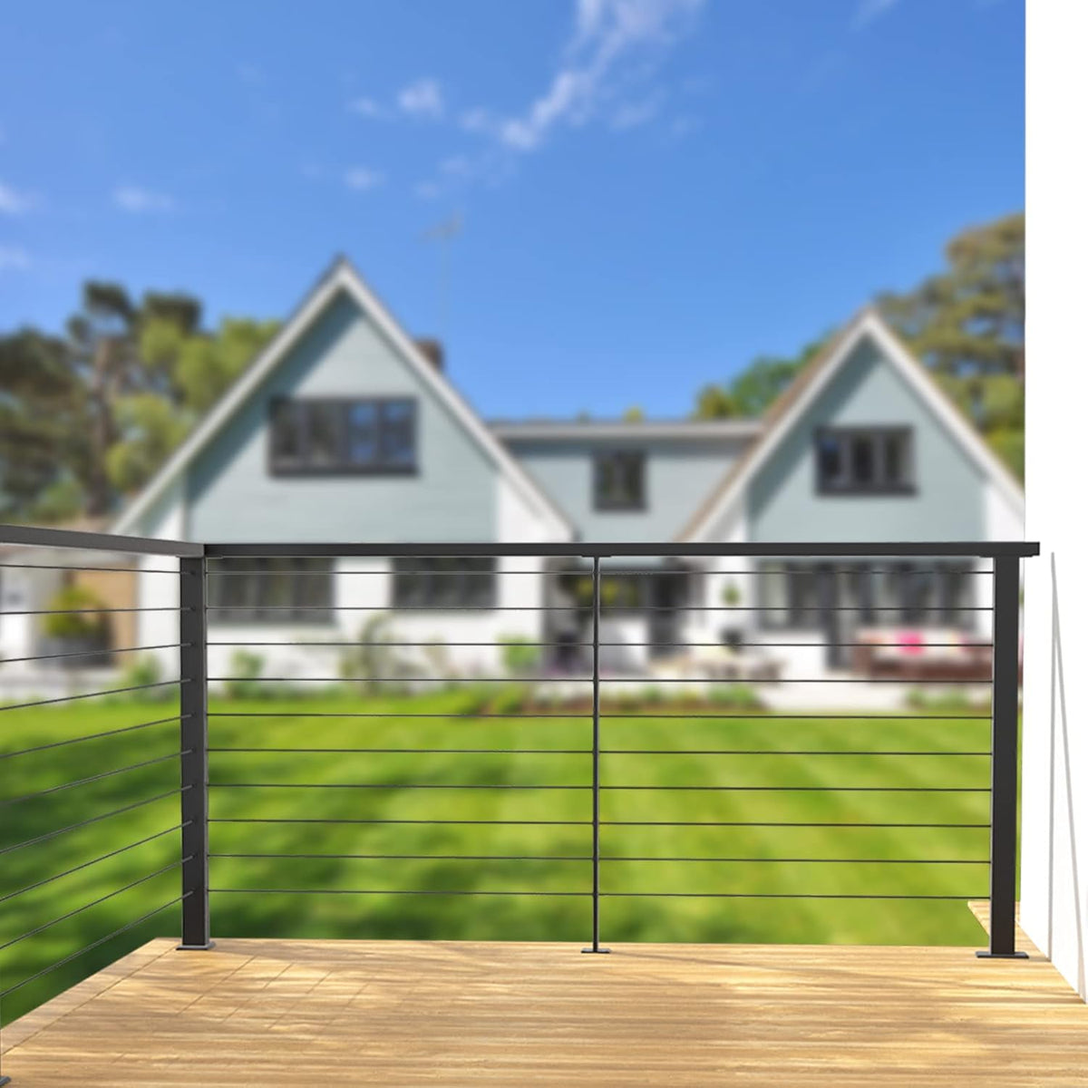Black 30 Degree Stainless Steel Cable Railing Post O31635