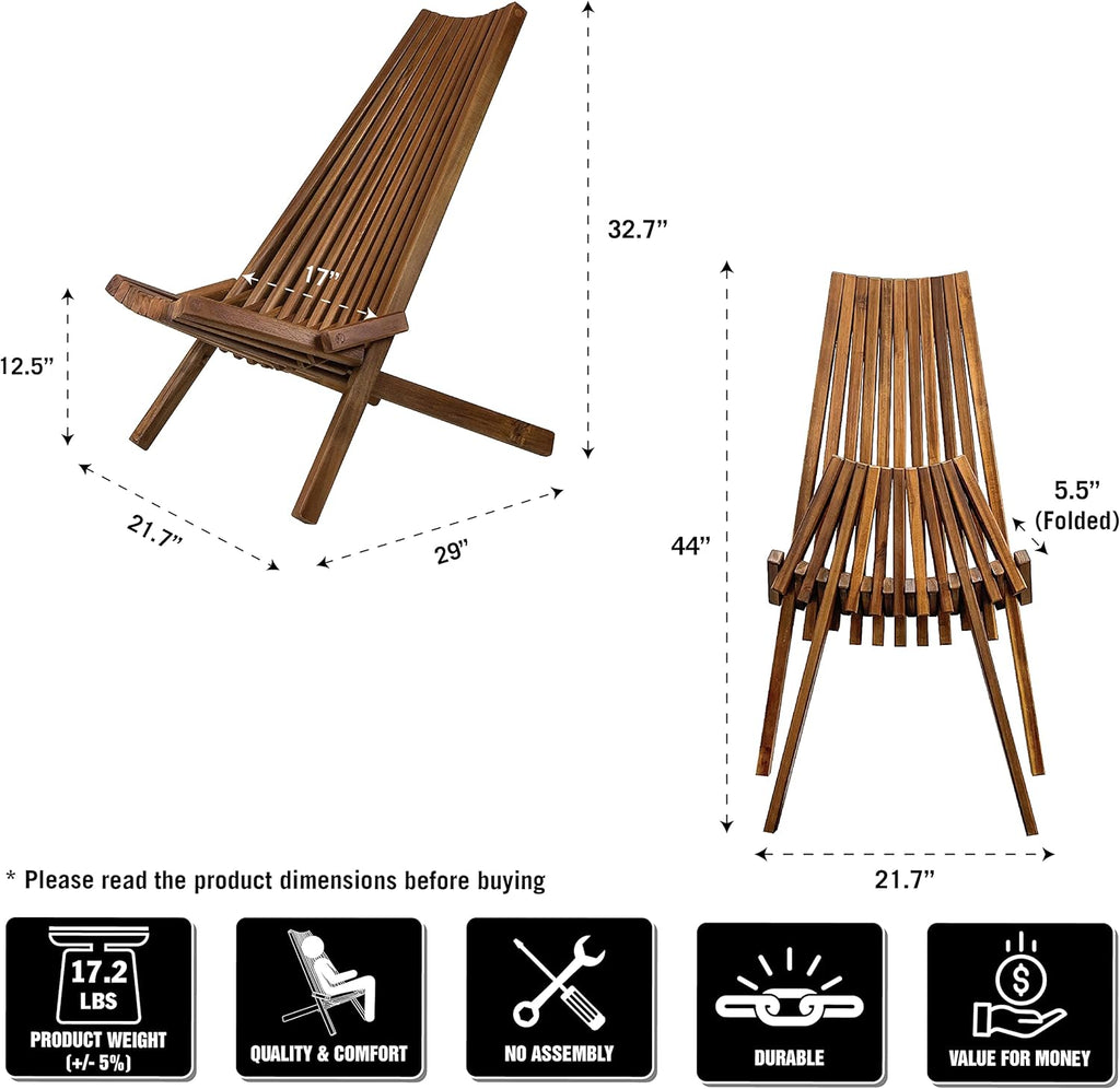 Folding Acacia Wood Outdoor Chair U894