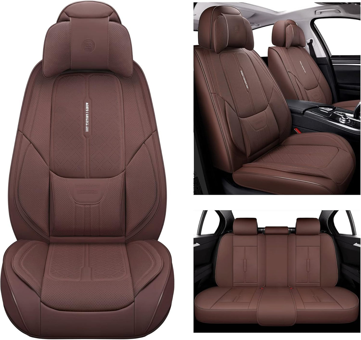 Leather Car Seat Covers Universal Fit Set J410547