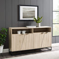 Dark Walnut Sideboard with Open Shelf Storage U8323