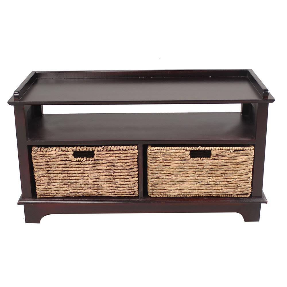 Black Wood Entertainment Cabinet with 2 Storage Baskets E58954