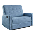 Muted Blue and Black Reclining Loveseat D54271