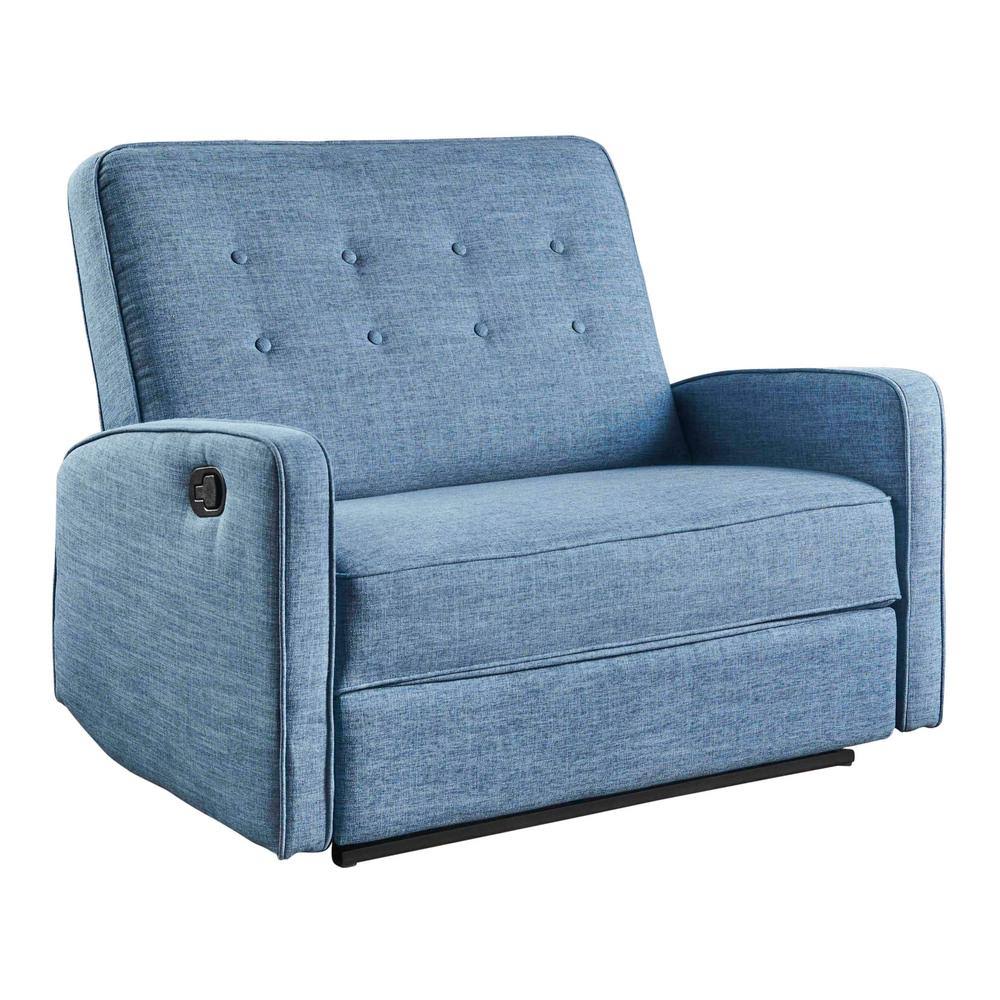 Muted Blue and Black Reclining Loveseat D54271