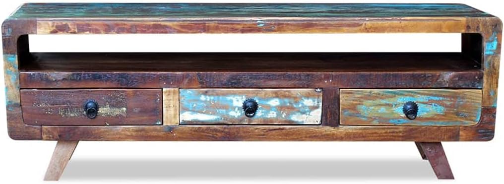 TV Cabinet with 3 Drawers Solid Reclaimed Wood D65729