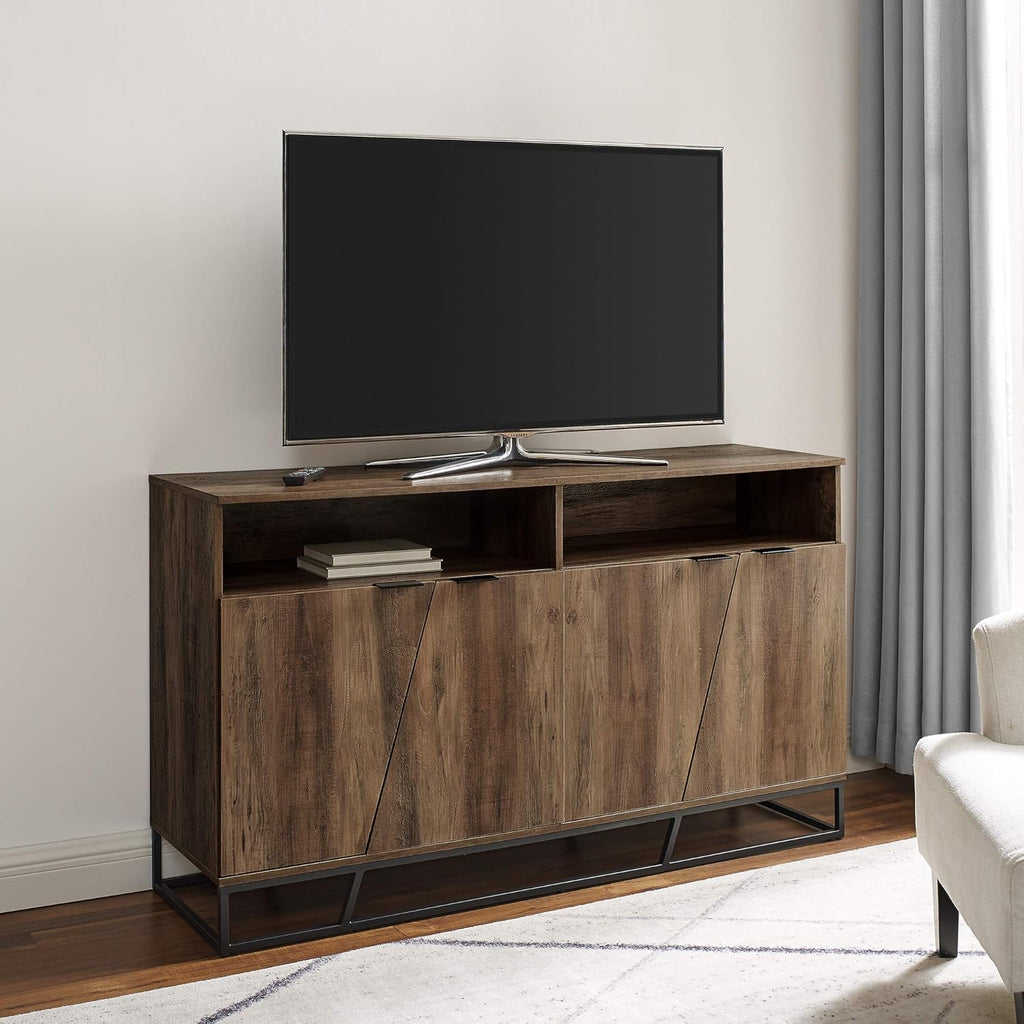 Dark Walnut Sideboard with Open Shelf Storage U8323
