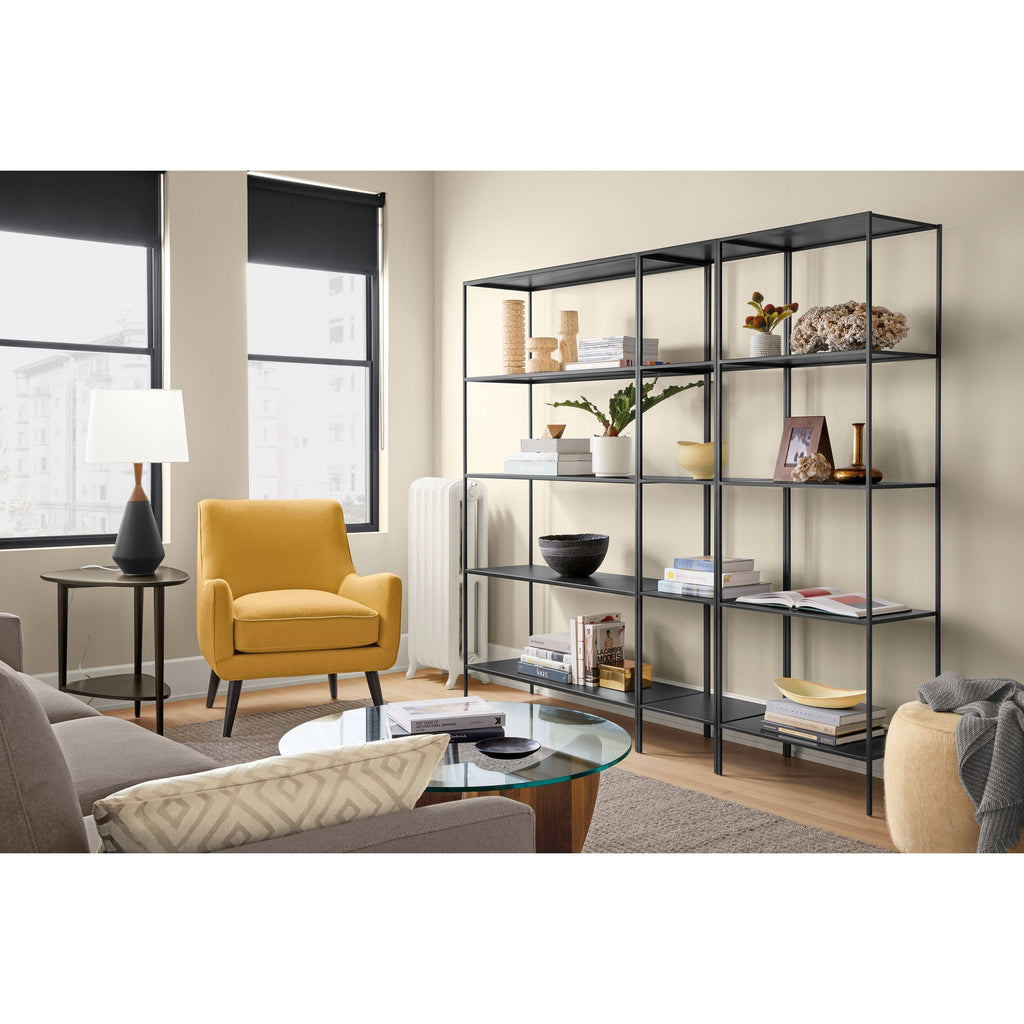 Modern Slim Bookcase Recycled Natural Steel Black B93146