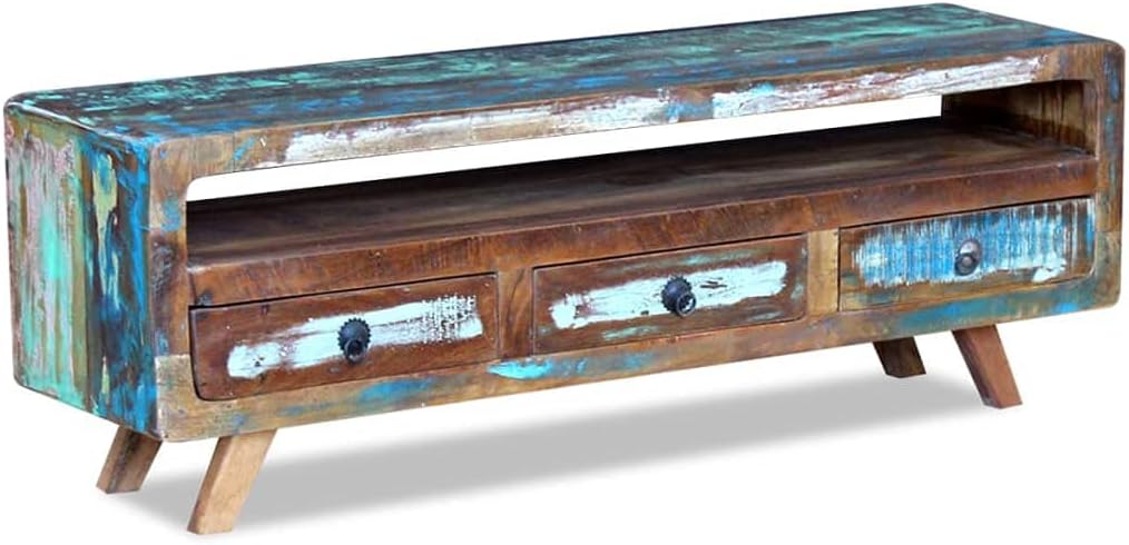 TV Cabinet with 3 Drawers Solid Reclaimed Wood D65729