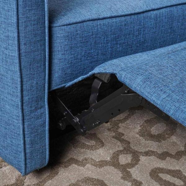Muted Blue and Black Reclining Loveseat D54271