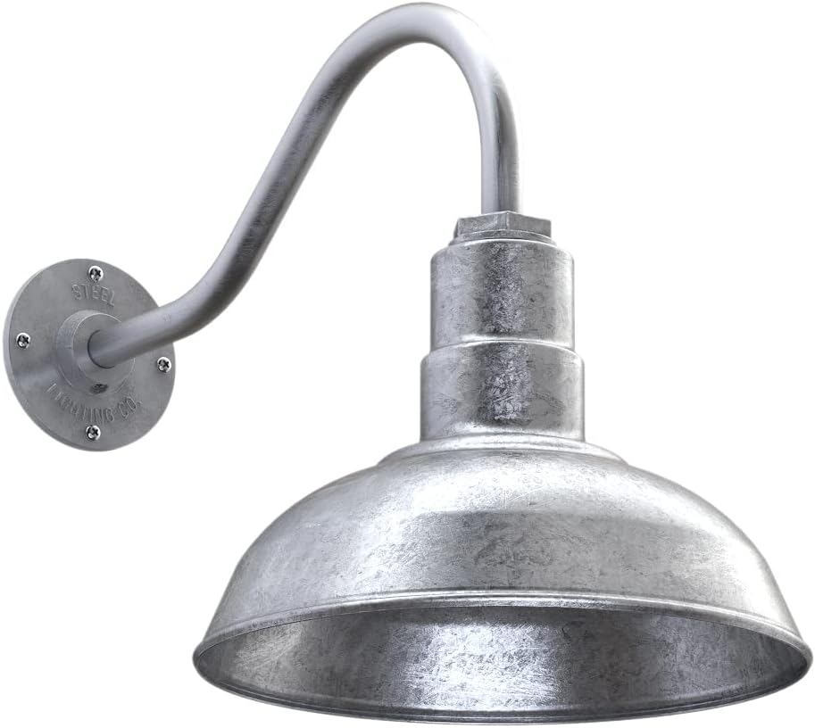 12 inch Dome Gooseneck Outdoor Wall Mounted Steel Light C4013