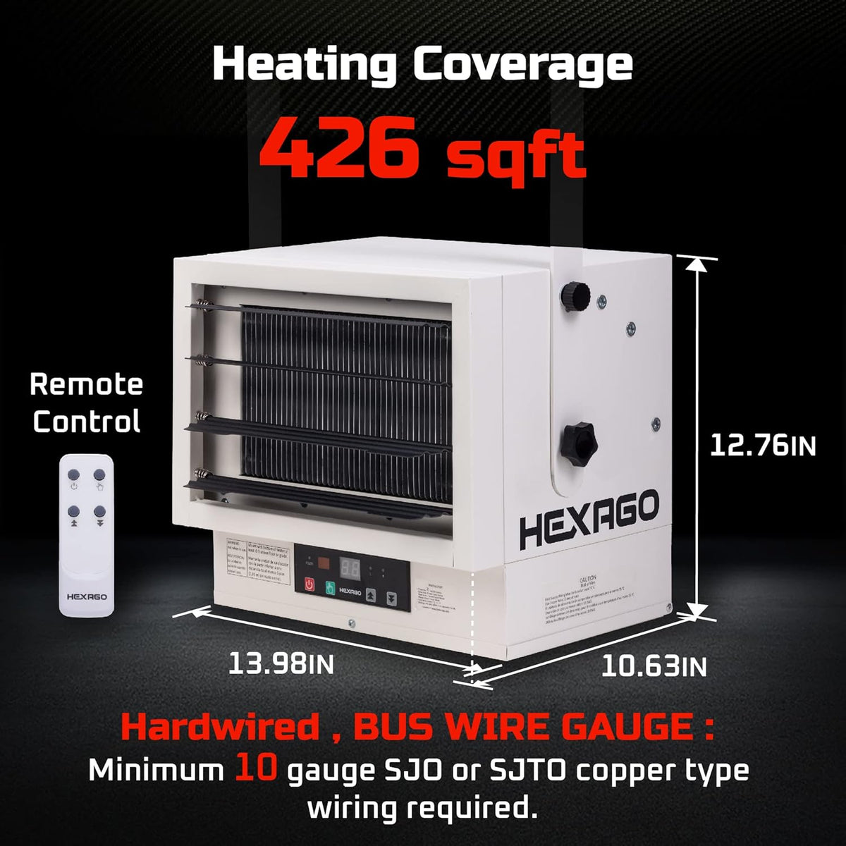 5000W 240V Hardwire Industrial Garage Heater with Remote J168545