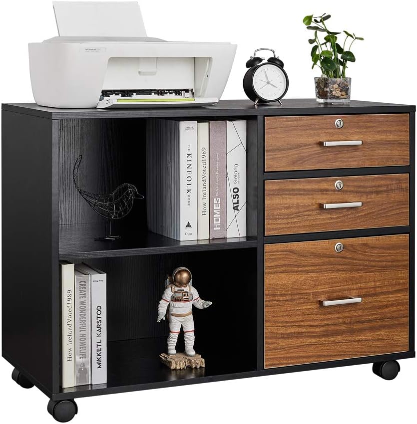 Wood 3 Drawer File Cabinet with Lock R2120