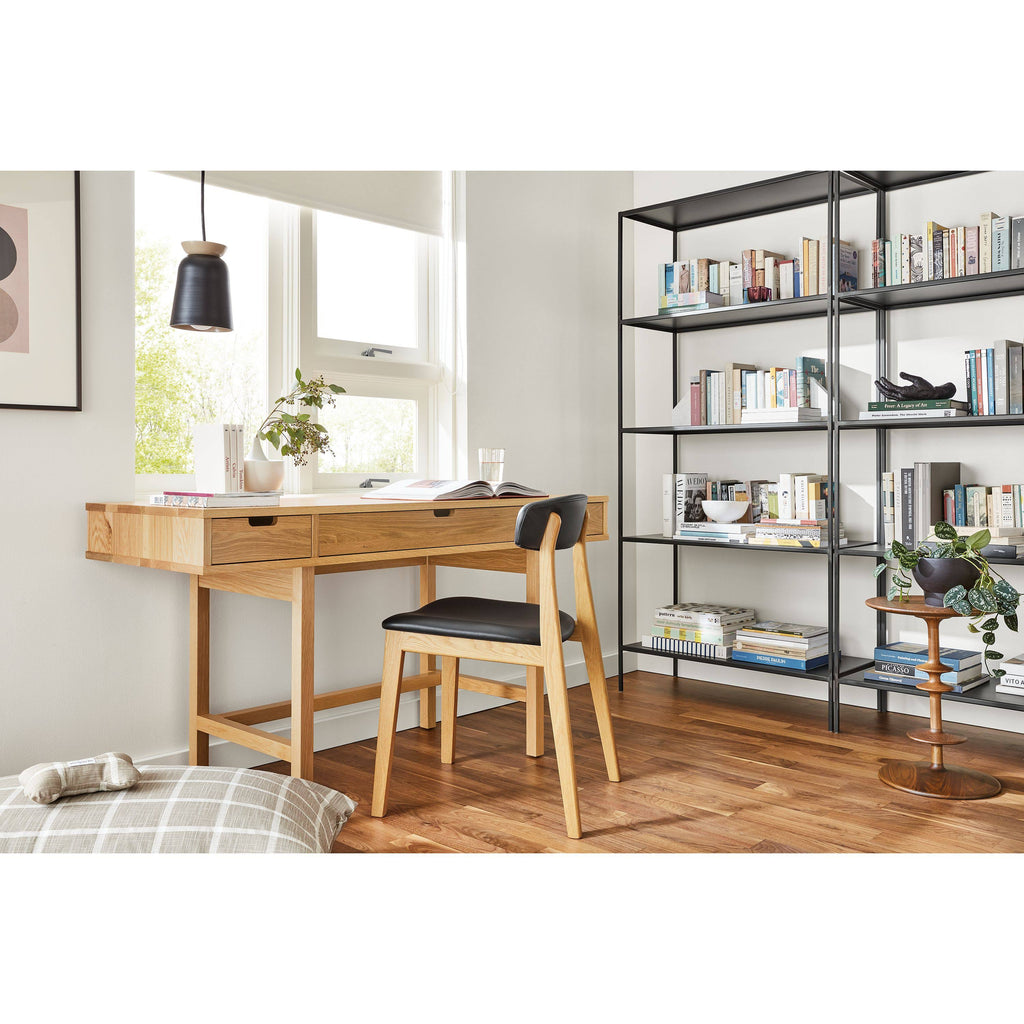 Modern Slim Bookcase Recycled Natural Steel Black B93146