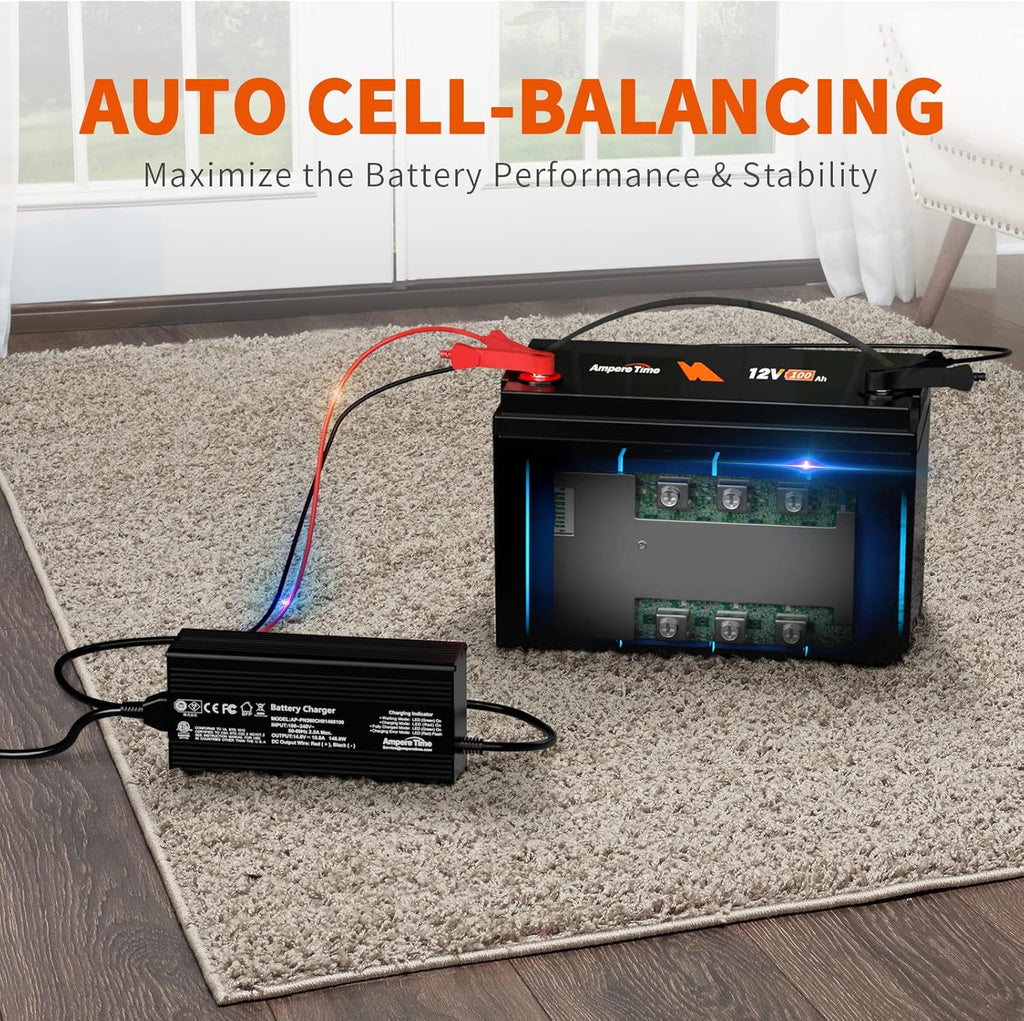 12V 100Ah LiFePO4 Battery with 14.6V 10A Lithium Battery Charger B620622