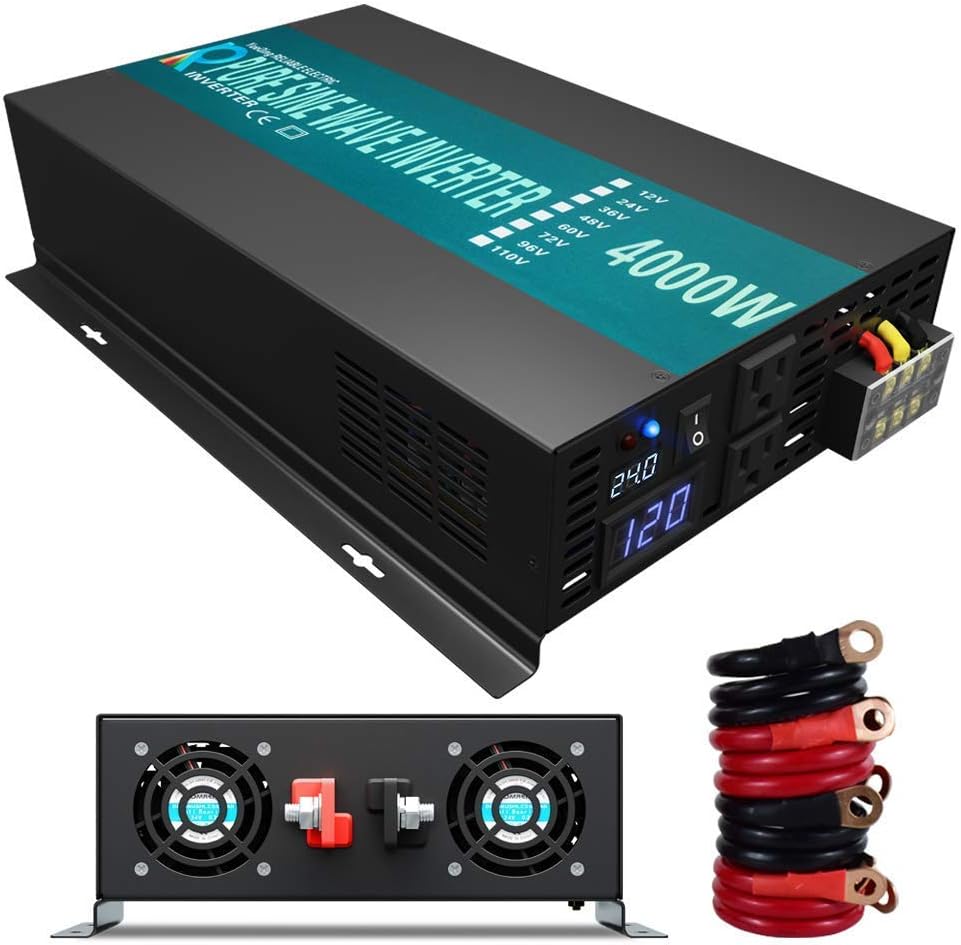 12Vdc to 120Vac 4000W Pure Sine Wave Power Inverter B28616