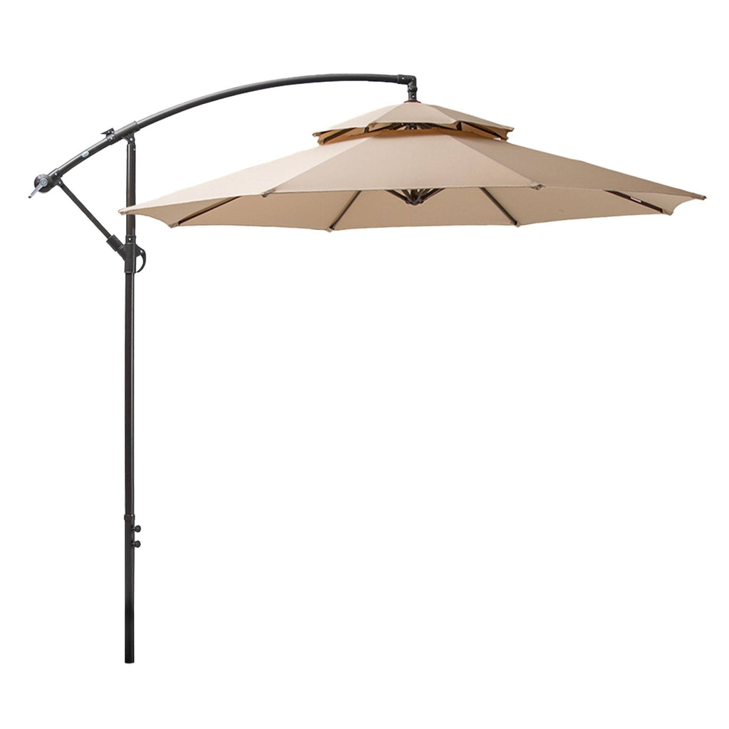 10-Foot Double Top Patio Cantilever Umbrella - Tan S27498