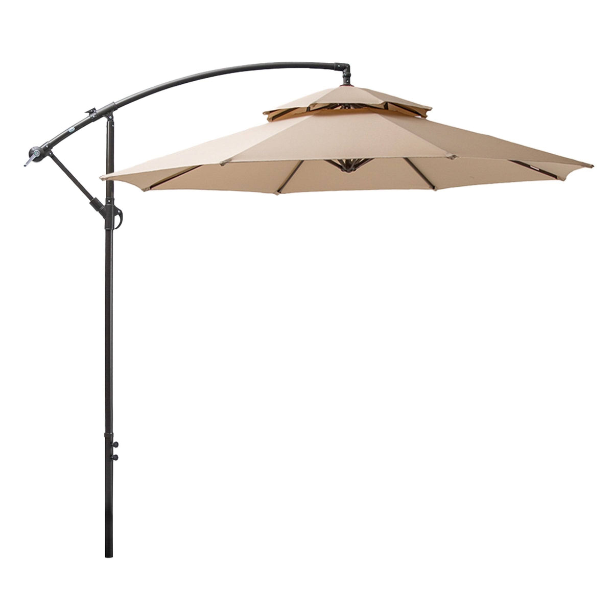 10-Foot Double Top Patio Cantilever Umbrella - Tan S27498