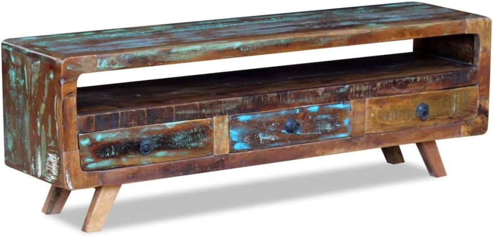 TV Cabinet with 3 Drawers Solid Reclaimed Wood D65729