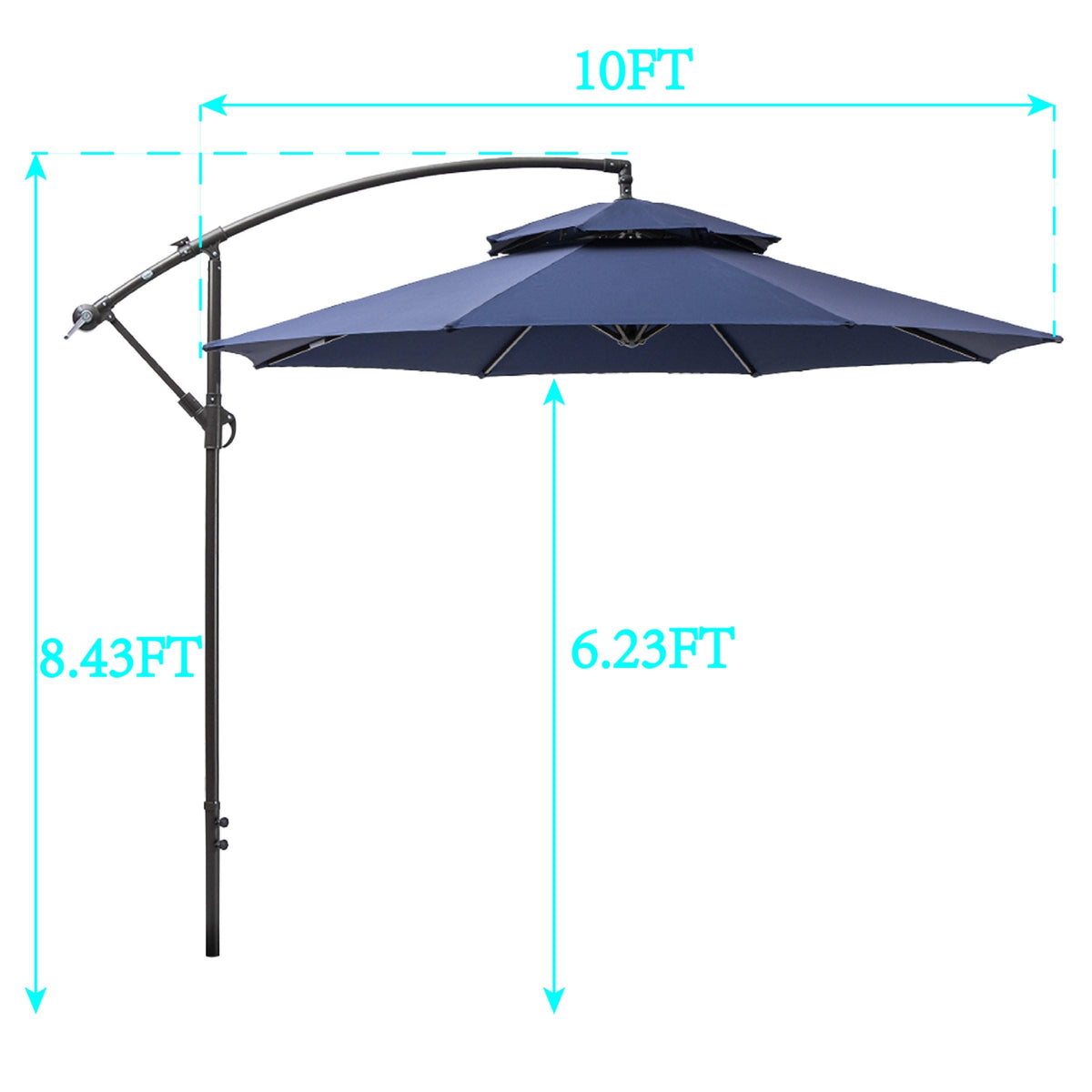10-Foot Double Top Patio Cantilever Umbrella - Tan S27498