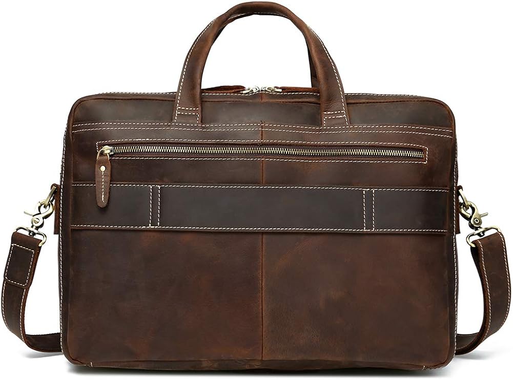 Vintage Genuine Leather 17 inch Laptop Briefcase E9803