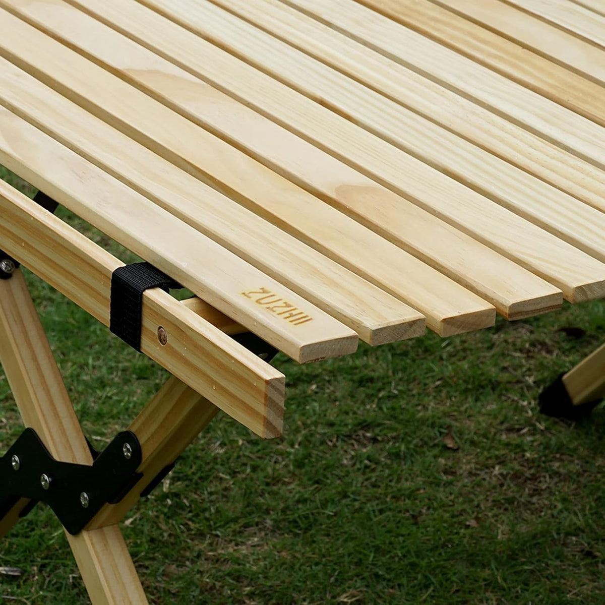 4ft Low Height Portable Folding Wooden Camping Table with Carry Bag J595117