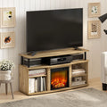 Flagstaff Oak Black Open Shelving Fireplace Entertainment Center D6620