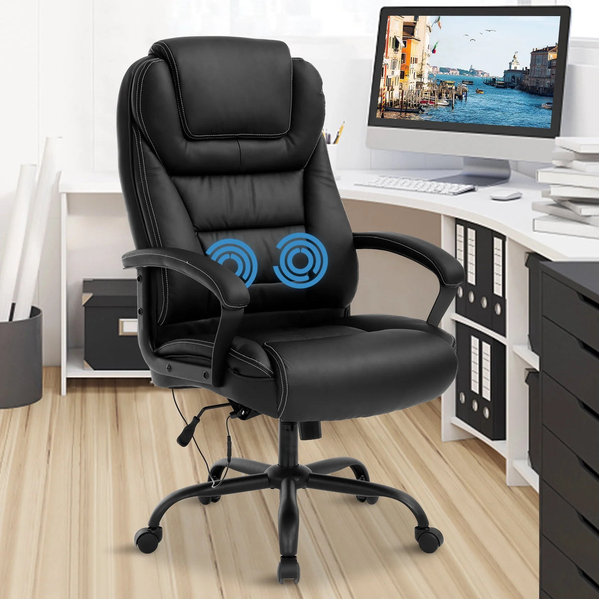 500 lbs Capacity Leather Ergonomic Office Chair F501
