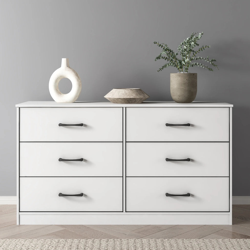 White 6 Drawer Dresser P853