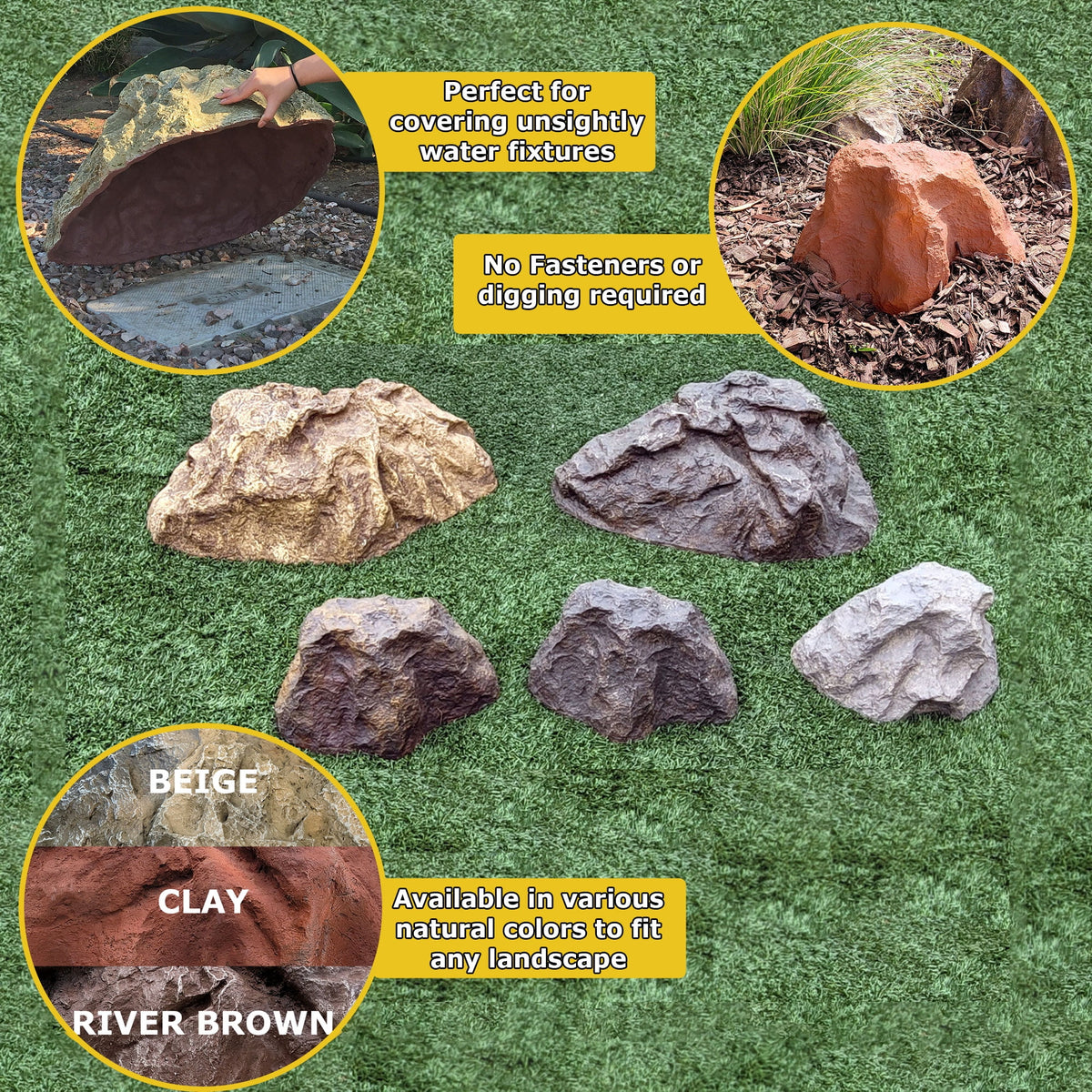 River Brown Artificial Boulder 13" H x 28" W x 30" L Q350405
