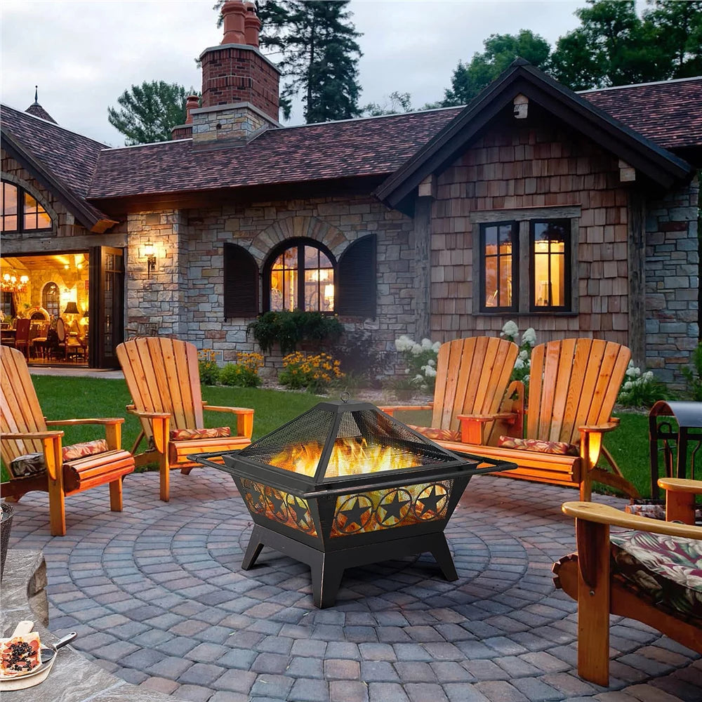 32 Iron Fire Pit with Mesh Cover H319
