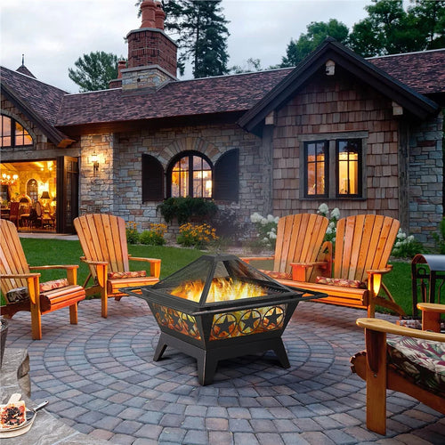 32 Iron Fire Pit with Mesh Cover H319