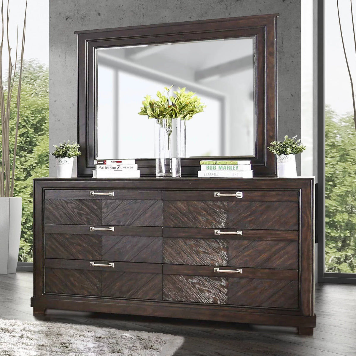 Espresso 2-Piece Dresser and Mirror Set B866978