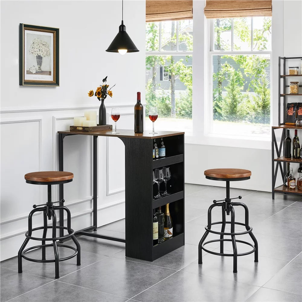 Round Wood Metal Bar Stool H609