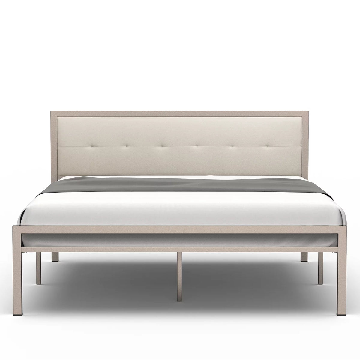 Queen Size Steel Platform Bed Frame with Fabric Headboard M158347