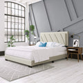 King White Upholstered Platform Bed with Headboard K9799