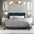 Black Velvet Upholstered Full Bed W7338